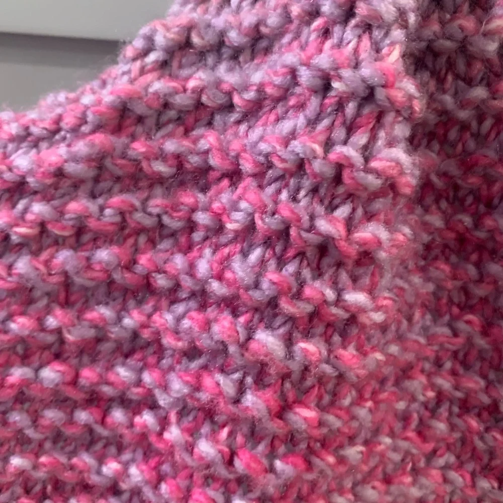 Chunky Hand Knitted Pink and‎ Gray Scarf